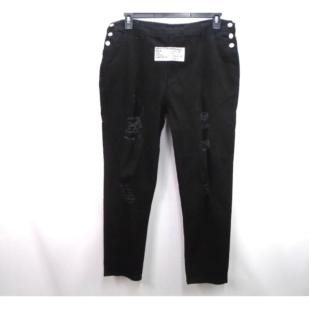 Black Barrel Leg Denim Front BIB Overalls Women Size XXL Streetwear Adjustable